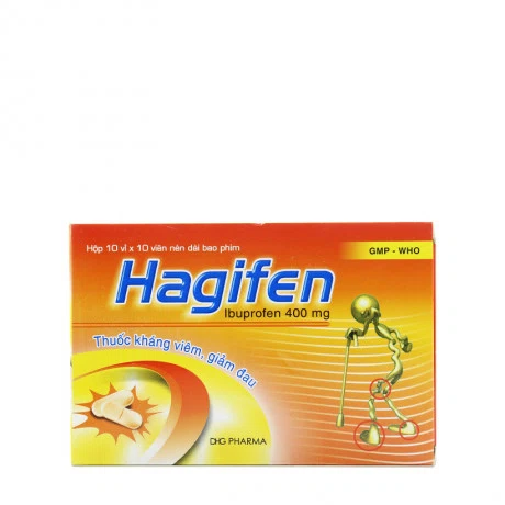Viên nén Hagifen 400mg giảm đau và kháng viêm (10 vỉ x 10 viên)