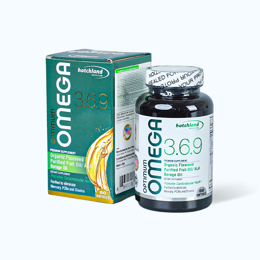 Viên uống Hotchland - Optimum Omega 3.6.9 giúp bổ não, bổ mắt (Hộp 60 viên)