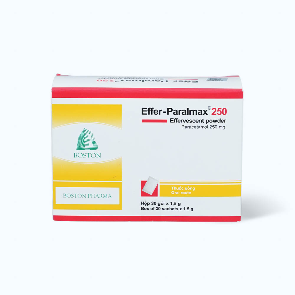 Bột sủi bọt Effer- Paralmax 250mg điều trị các chứng đau/sốt từ nhẹ đến vừa ở trẻ em (hộp 30 gói)