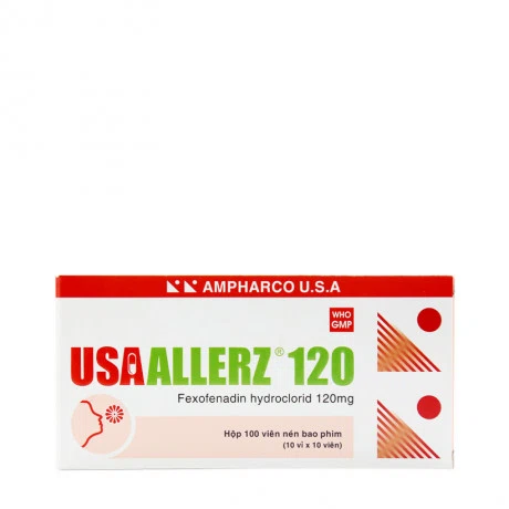 Viên nén Usaallerz 120mg trị viêm mũi dị ứng, mày đay (10 vỉ x 10 viên)