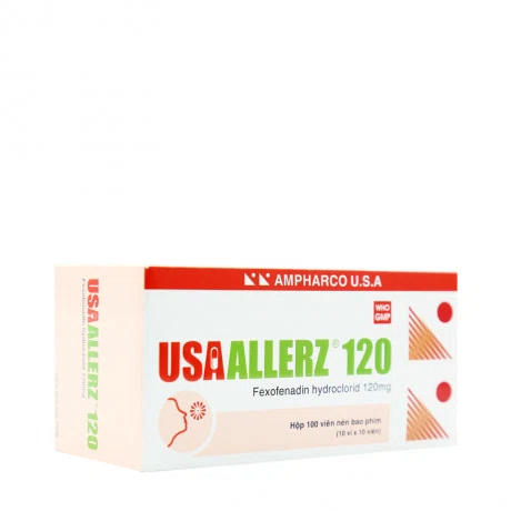 Viên nén Usaallerz 120mg trị viêm mũi dị ứng, mày đay (10 vỉ x 10 viên)