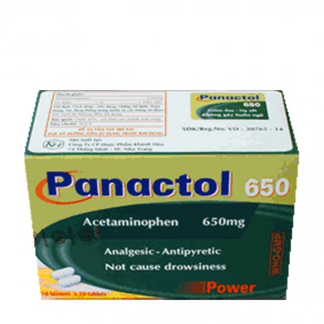 Viên nén Panactol 650mg giảm đau từ nhẹ đến vừa và hạ sốt (10 vỉ x 10 viên)