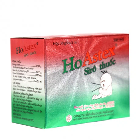 Siro thuốc HoAstex 5ml điều trị viêm đường hô hấp , giảm ho, giảm đau họng (30 gói x 5ml)