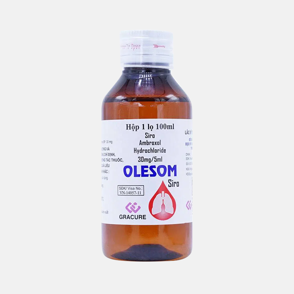 Siro Olesom 30mg/5ml trị bệnh đường hô hấp, viêm phế quản mãn, hen phế quản (chai 100ml)