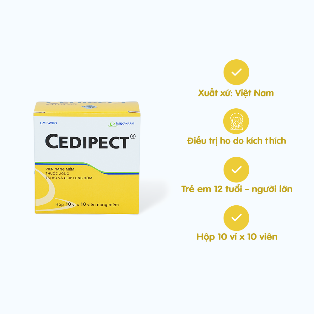Viên nang Cedipect 100mg Imexpharm trị ho do kích thích, long đờm (10 ...