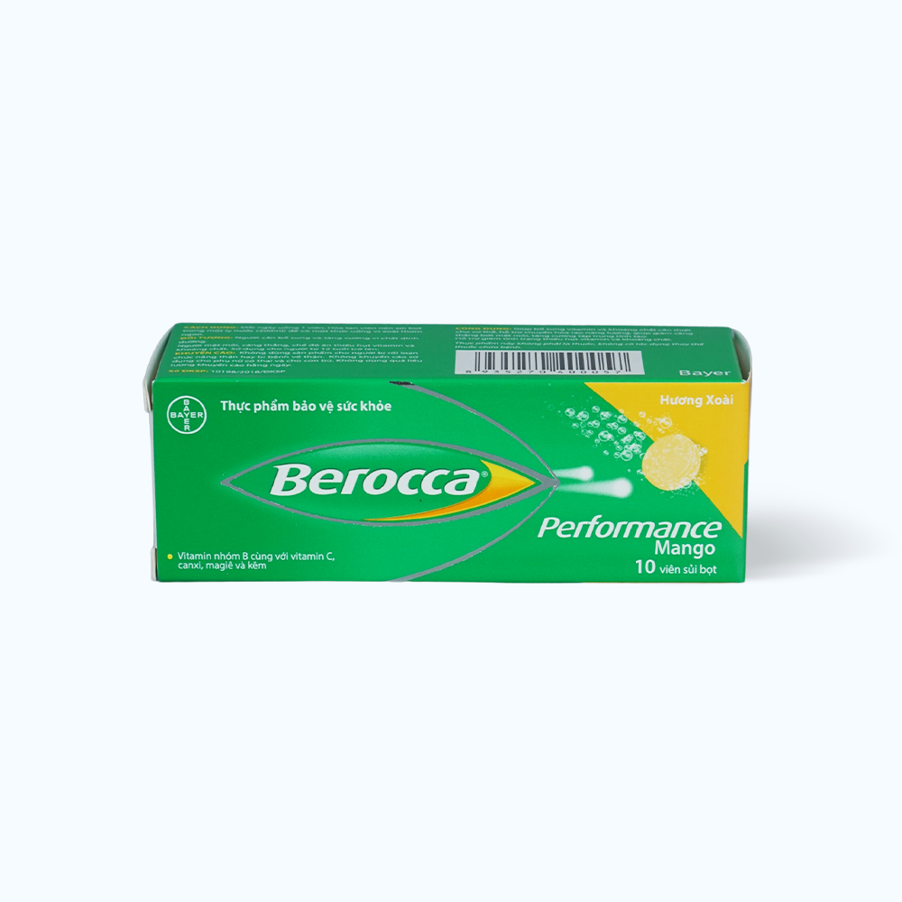 Viên sủi Berocca Performance bổ sung vitamin và khoáng chất hương xoài (Tuýp 10 viên)