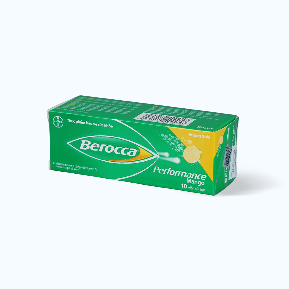 Viên sủi Berocca Performance bổ sung vitamin và khoáng chất hương xoài (Tuýp 10 viên)