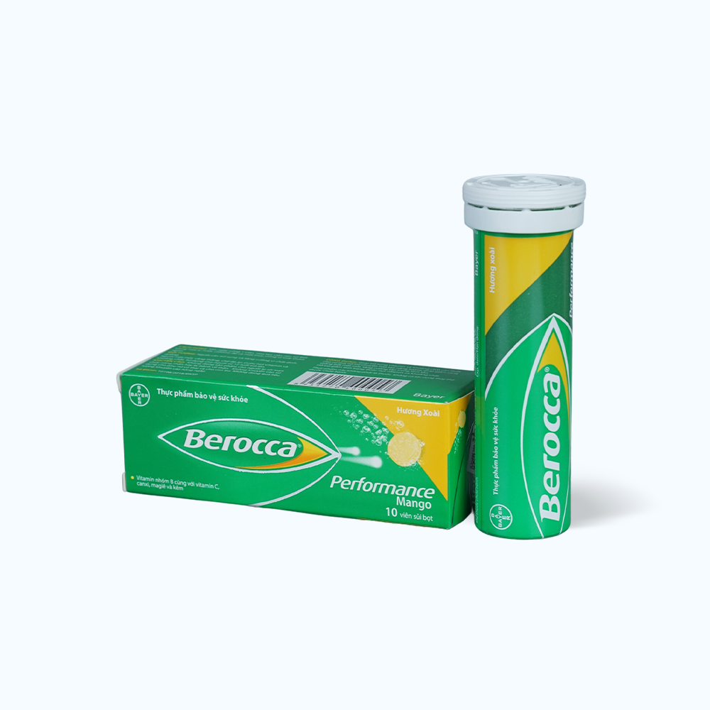 Viên sủi Berocca Performance bổ sung vitamin và khoáng chất hương xoài (Tuýp 10 viên)