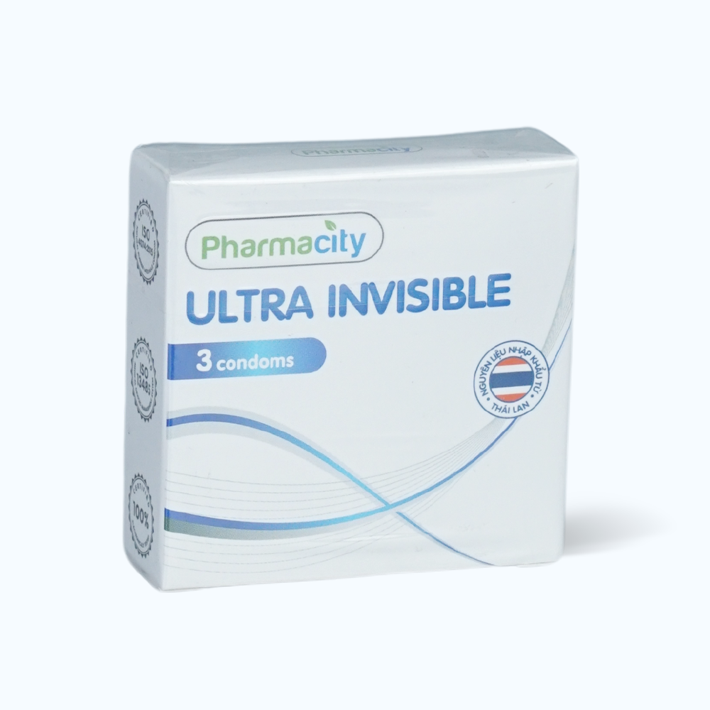 Bao cao su siêu mỏng Pharmacity Ultra Invisible (3 cái/hộp)