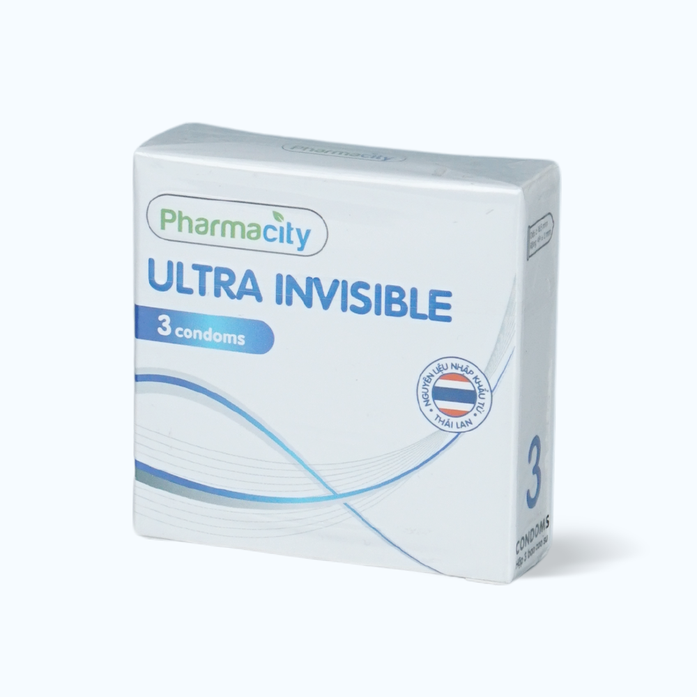 Bao cao su siêu mỏng Pharmacity Ultra Invisible (3 cái/hộp)