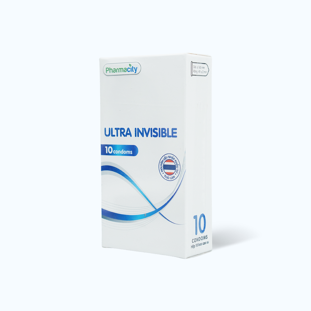 Bao cao su siêu mỏng Pharmacity Ultra Invisible (10 cái/hộp)