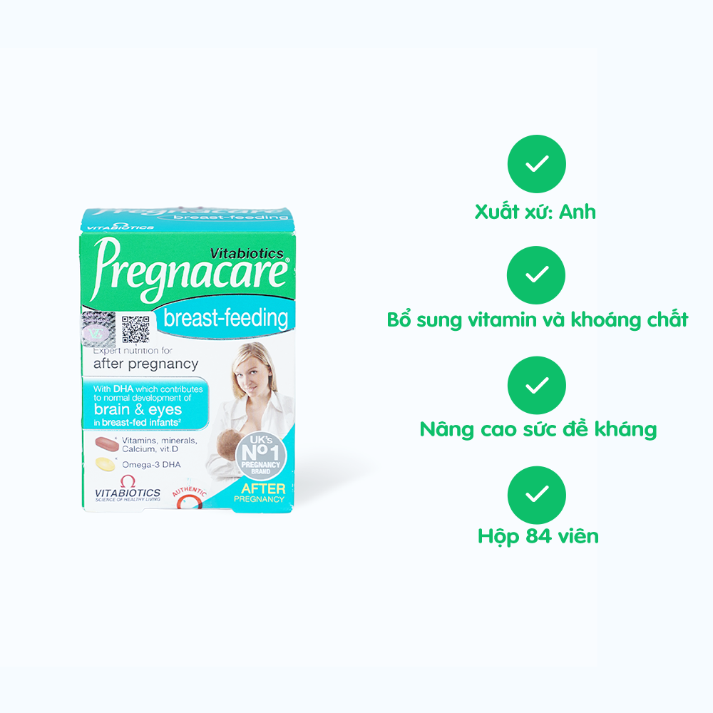 Viên uống Vitabiotics Pregnacare Breast-feeding bổ sung vitamin cho phụ nữ cho con bú (84 viên)