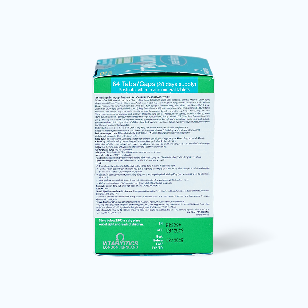 Viên uống Vitabiotics Pregnacare Breast-feeding bổ sung vitamin cho phụ nữ cho con bú (84 viên)