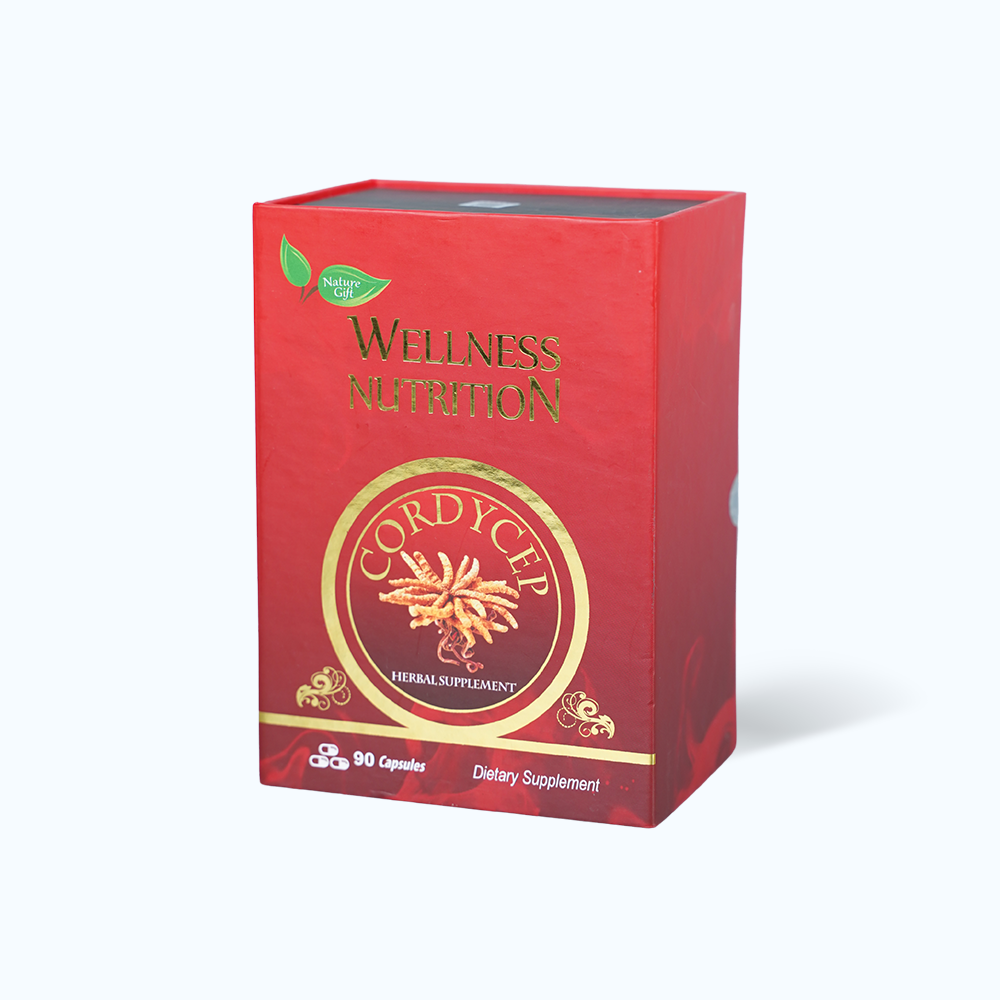 Viên đông trùng hạ thảo Wellness Nutrition tăng cường sức khỏe (Hộp 90 viên)