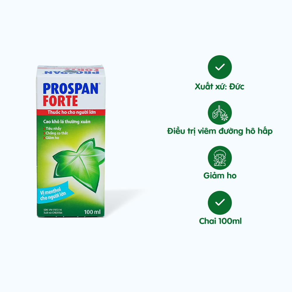 Siro Prospan forte Germany điều trị viêm đường hô hấp, ho có đờm (chai 100ml)