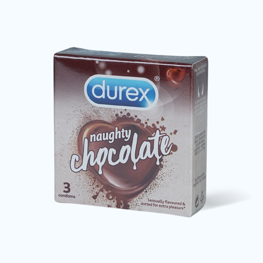 Bao cao su DUREX Naughty Chocolate hương socola (hộp 3 cái)