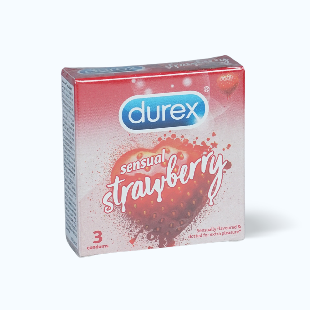 Bao cao su DUREX Sensual Strawberry hương dâu tây (hộp 3 cái)