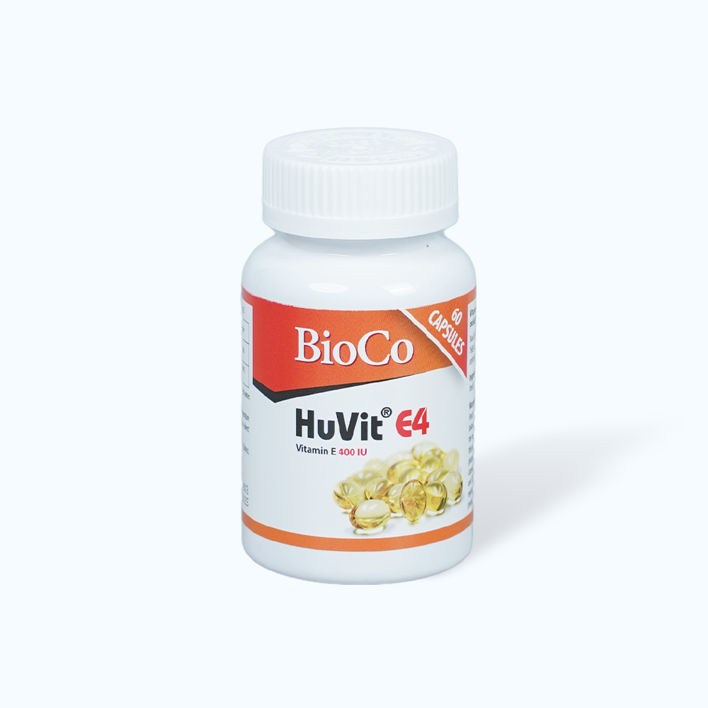 Viên uống Bioco Huvit E4 hỗ trợ bổ sung vitamin E cho cơ thể (Hộp 60 viên)