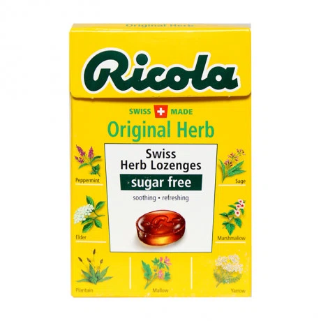 Kẹo ngậm thảo mộc RICOLA không đường hỗ trợ giảm ho, thông cổ mát họng nguyên bản (40g)