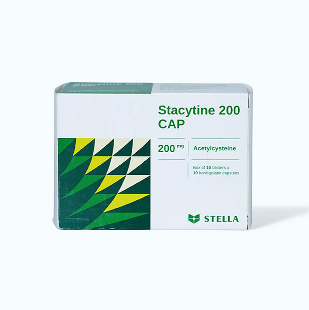 Viên nang Stacytine 200mg Stella tiêu nhầy, loãng đàm, giảm ho (10 vỉ x 10 viên)