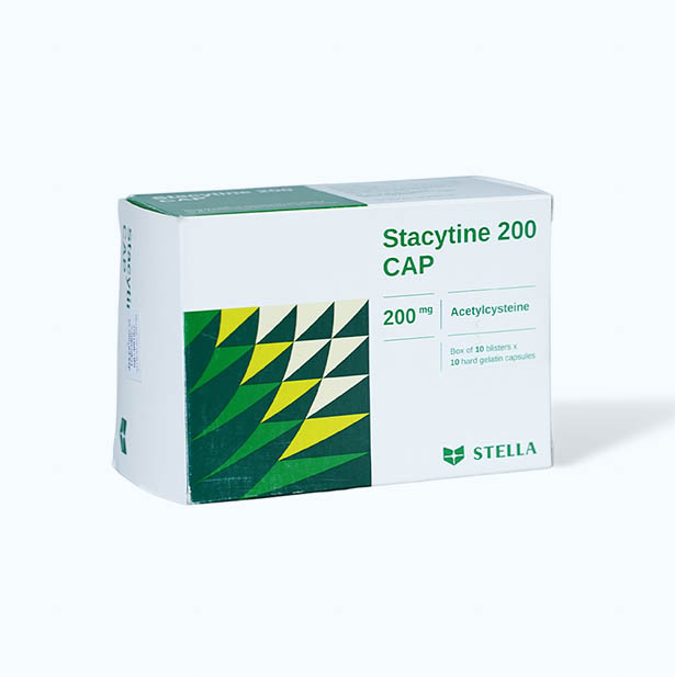 Viên nang Stacytine 200mg Stella tiêu nhầy, loãng đàm, giảm ho (10 vỉ x 10 viên)