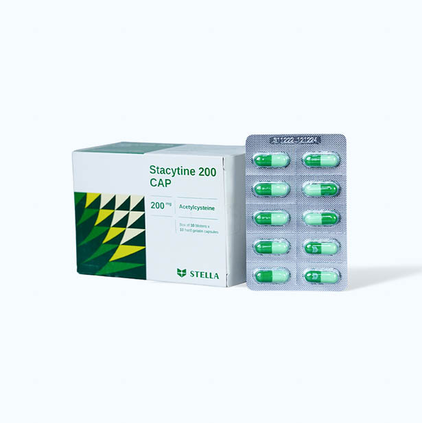 Viên nang Stacytine 200mg Stella tiêu nhầy, loãng đàm, giảm ho (10 vỉ x 10 viên)