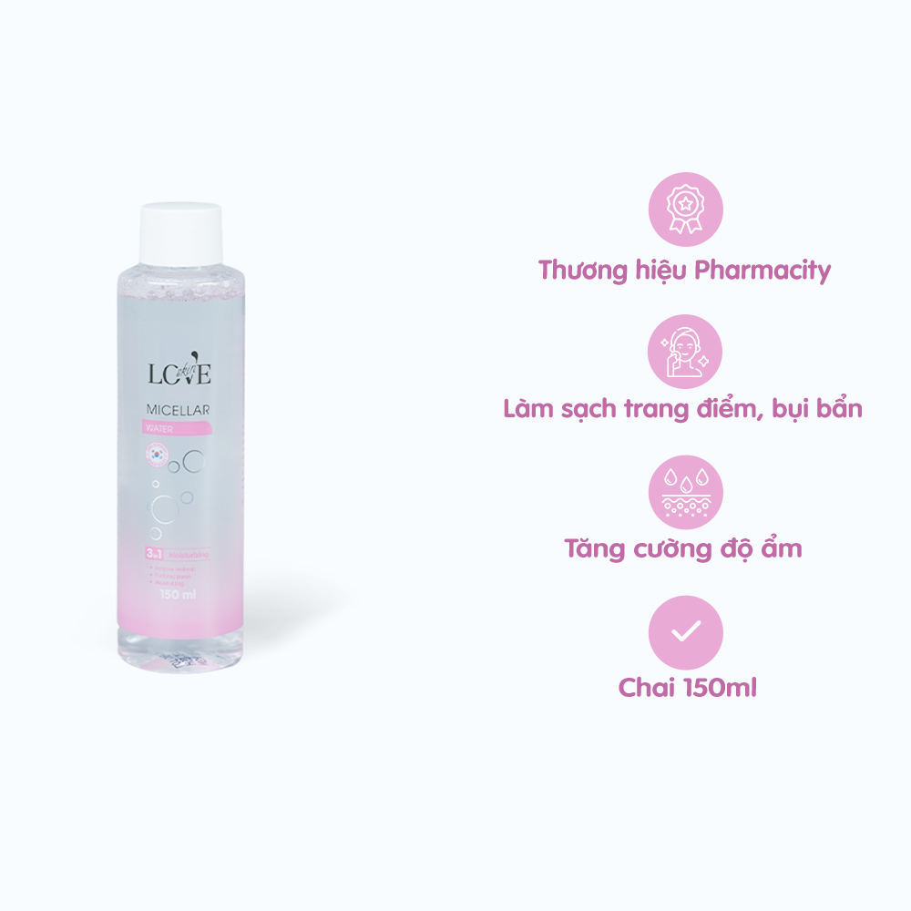 Nước tẩy trang dưỡng ẩm Pharmacity Love Skin (Chai 150ml)