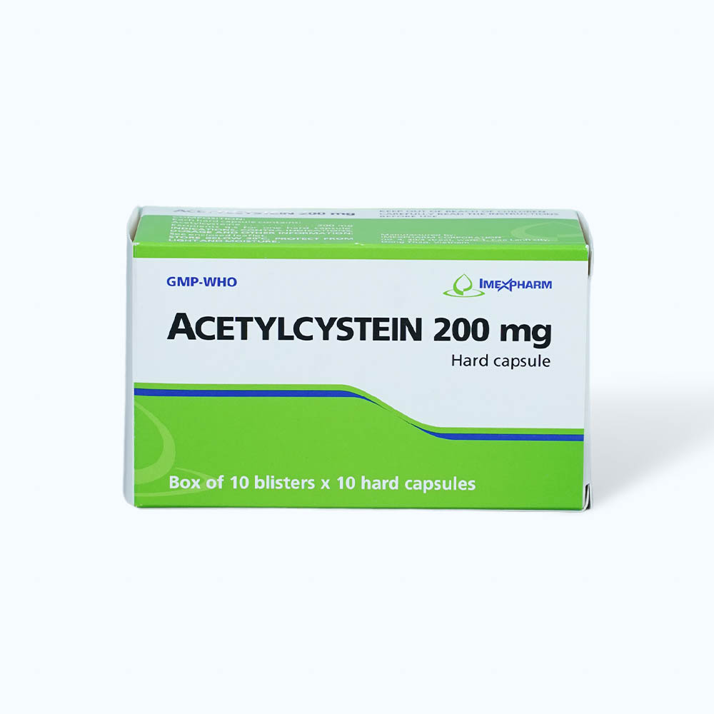 Viên nang Acetylcystein 200mg Imexpharm tiêu nhầy, loãng đàm, giảm ho (10 vỉ x 10 viên)