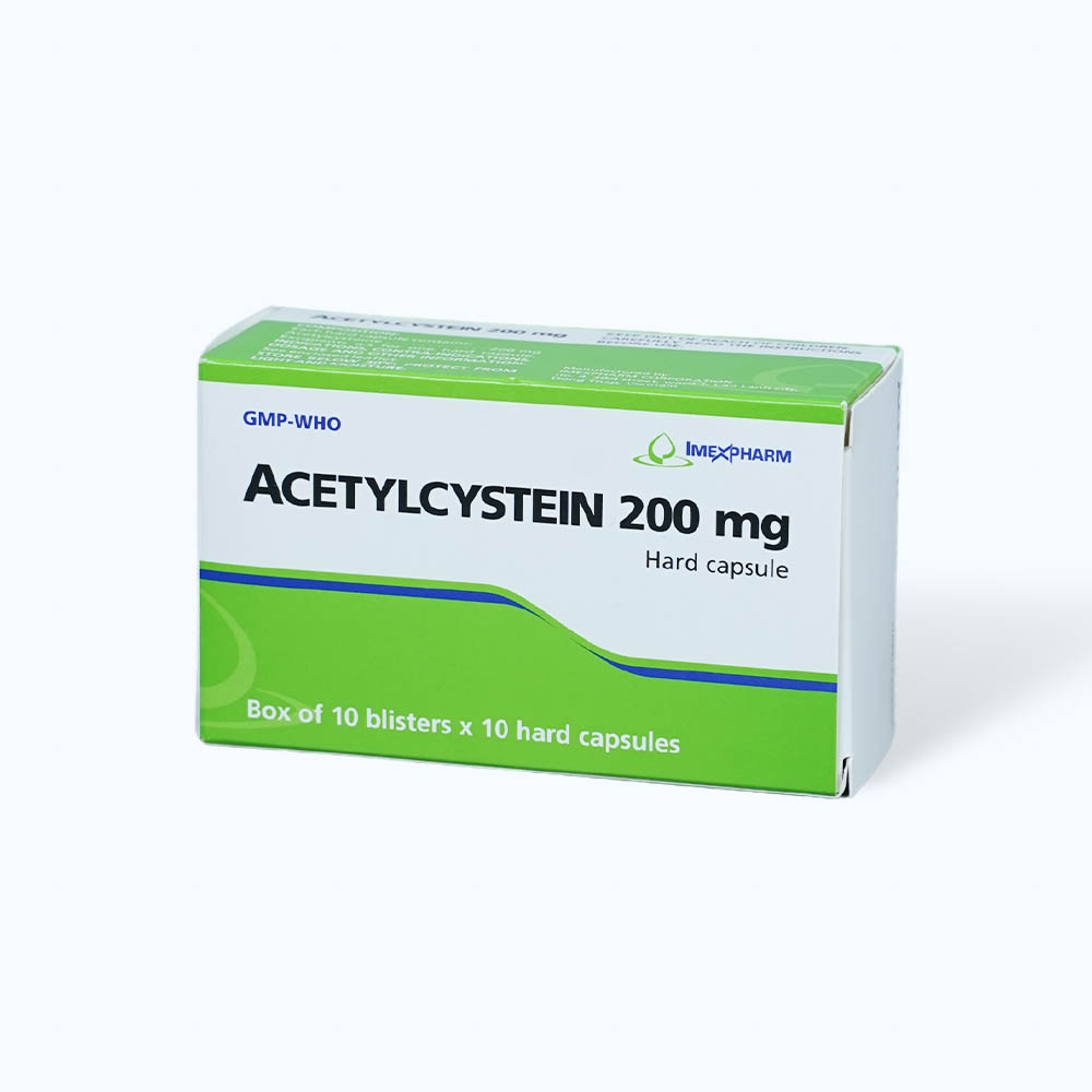 Viên nang Acetylcystein 200mg Imexpharm tiêu nhầy, loãng đàm, giảm ho (10 vỉ x 10 viên)