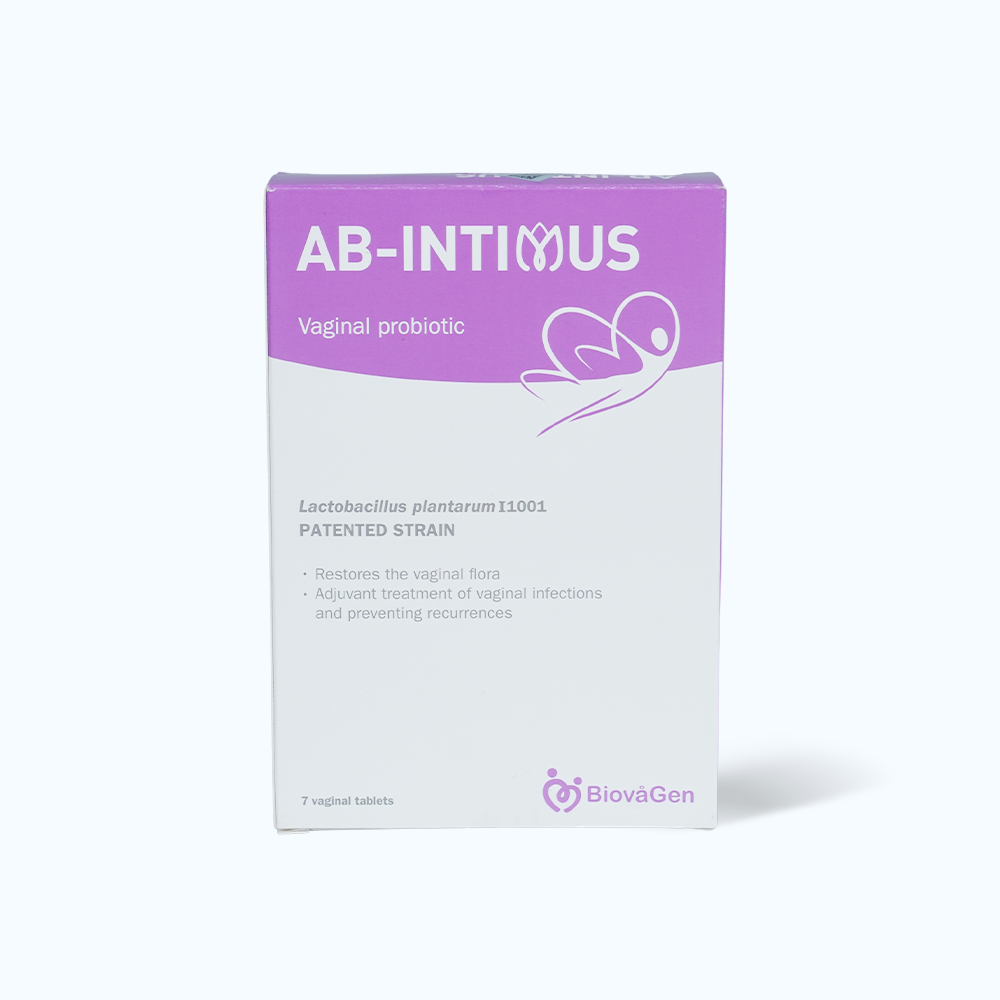 Thuốc đặt âm đạo AB – INTIMUS trị viêm nhiễm phụ khoa (Hộp 1 vỉ x 7 viên)