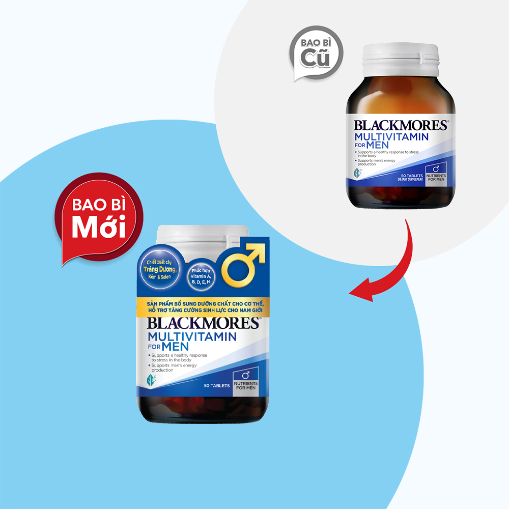 Viên uống Blackmores Multivitamin For Men tăng cường sinh lý nam  (Lọ 50 viên)