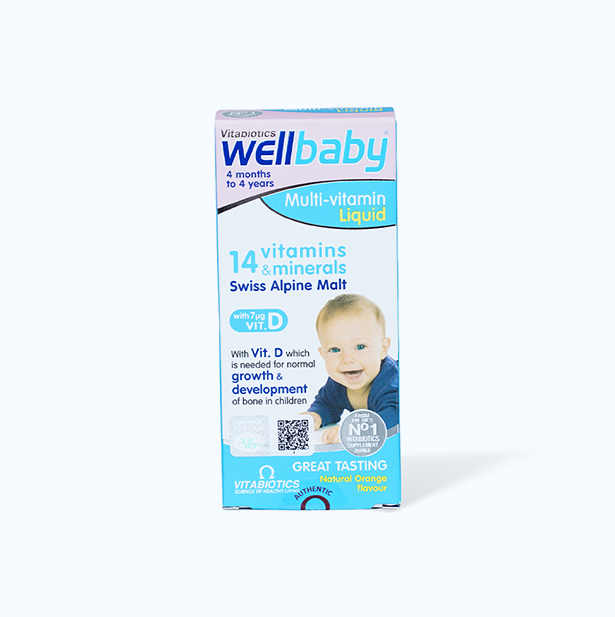 Siro Vitabiotics Wellbaby Multi-vitamin Liquid bổ sung vitamin và khoáng chất cho trẻ (Chai 150ml)