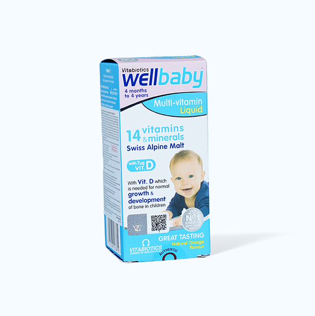 Siro Vitabiotics Wellbaby Multi-vitamin Liquid bổ sung vitamin và khoáng chất cho trẻ (Chai 150ml)