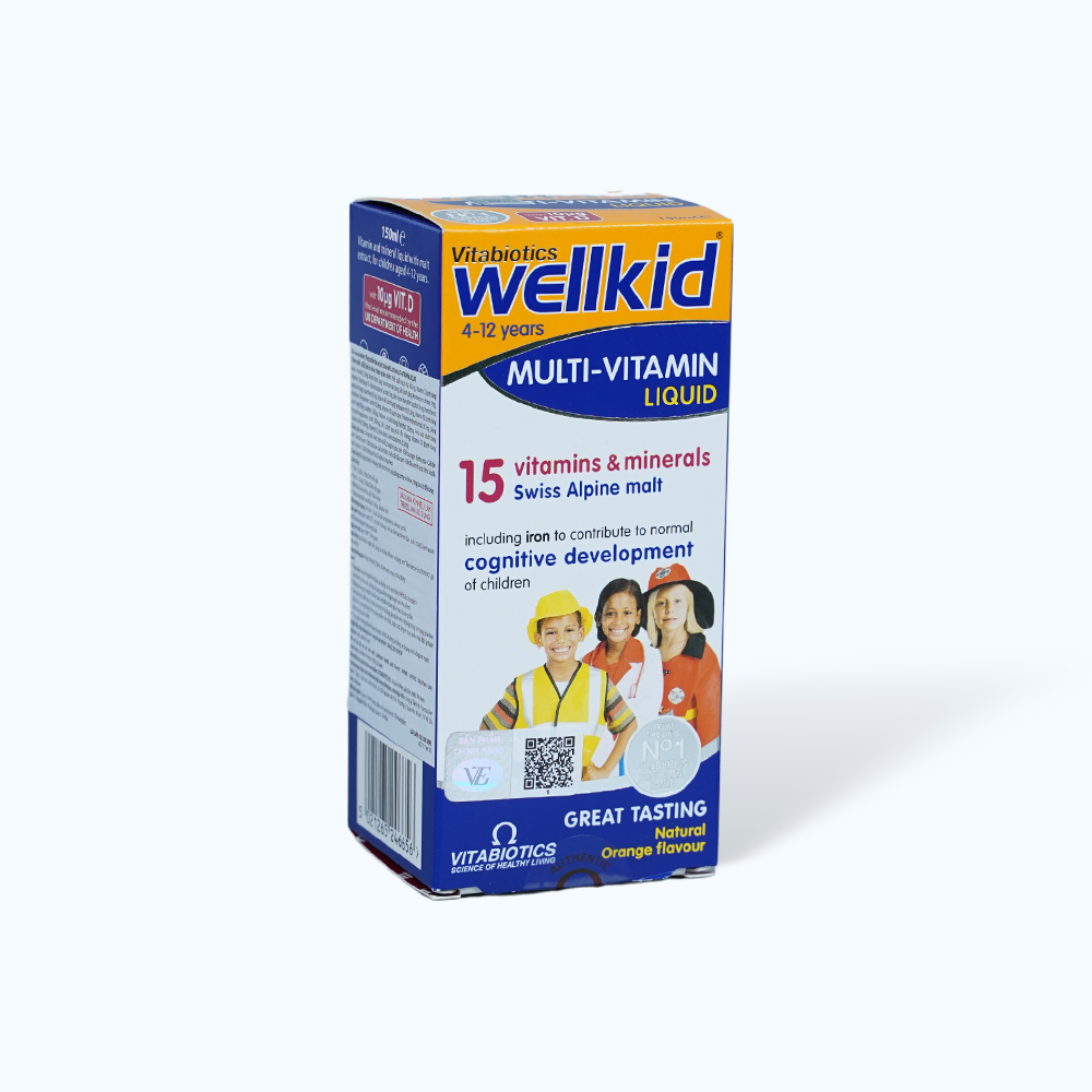 Siro Vitabiotics Wellkid Multi-vitamin Liquid bổ sung vitamin và khoáng chất cho trẻ (Chai 150ml)