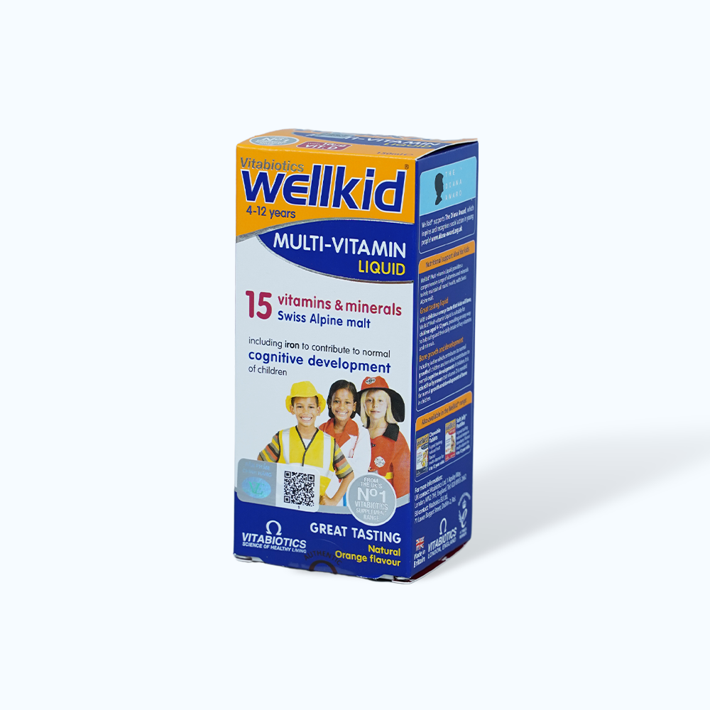 Siro Vitabiotics Wellkid Multi-vitamin Liquid bổ sung vitamin và khoáng chất cho trẻ (Chai 150ml)