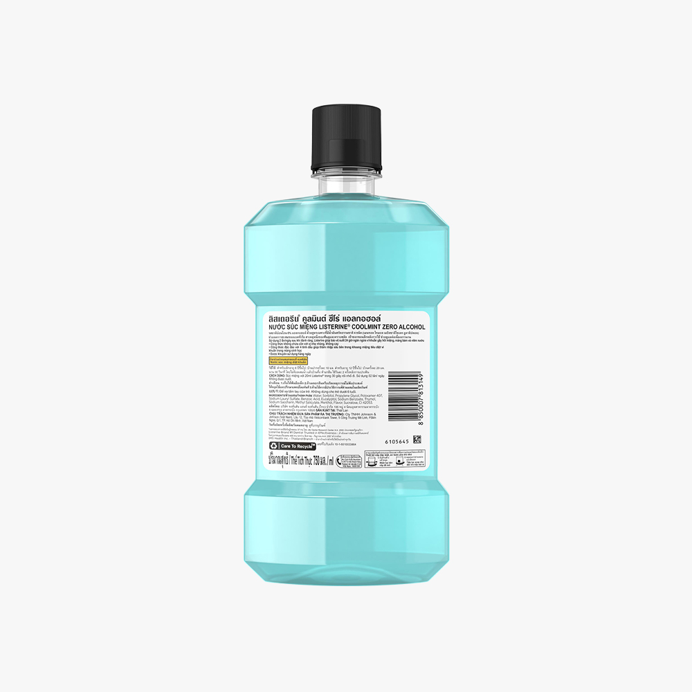 Nước Súc Miệng LISTERINE Cool Mint Zero Hơi Thở Thơm Mát, Không Cay (Chai 750ml)