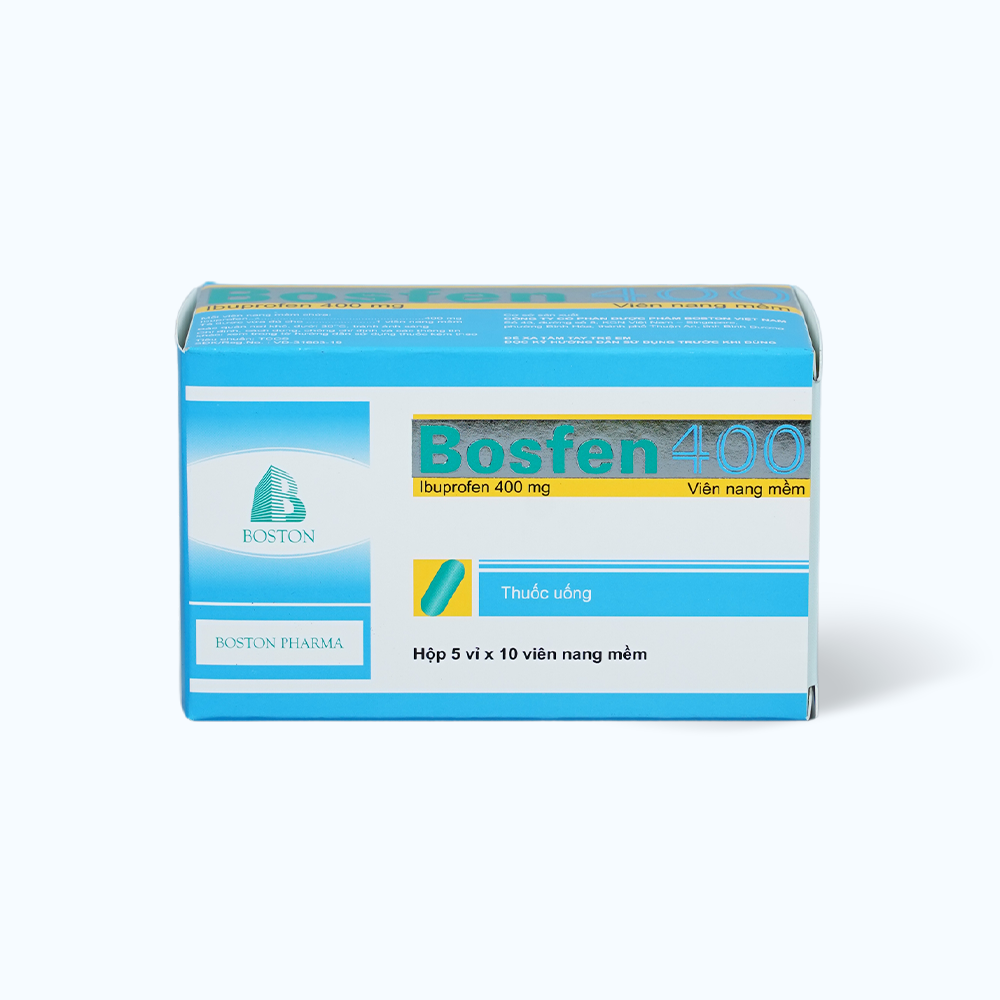 Viên nang Bosfen Boston 400mg giảm đau, hạ sốt, chống viêm (5 vỉ x 10 viên)