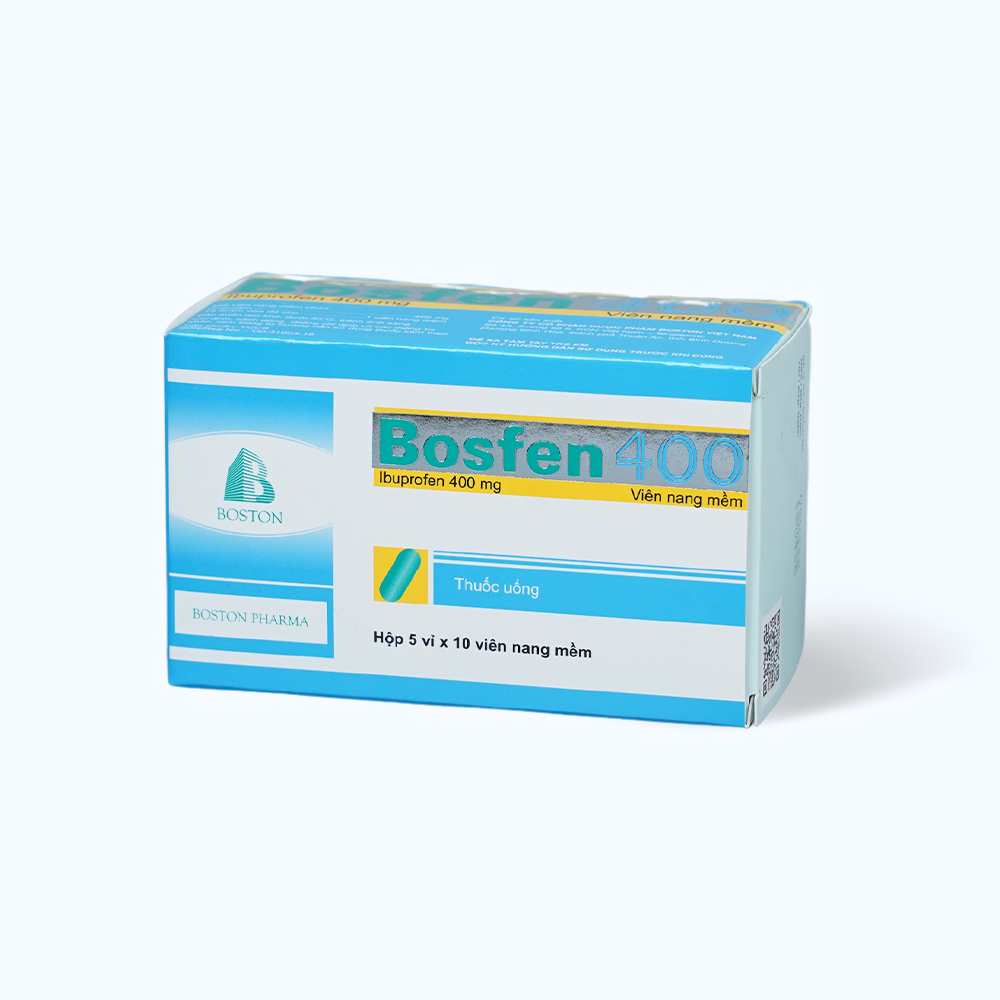 Viên nang Bosfen Boston 400mg giảm đau, hạ sốt, chống viêm (5 vỉ x 10 viên)