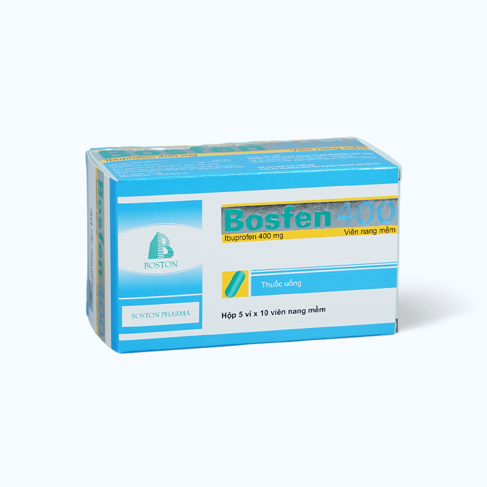 Viên nang Bosfen Boston 400mg giảm đau, hạ sốt, chống viêm (5 vỉ x 10 viên)