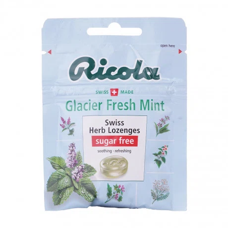 Kẹo ngậm thảo mộc RICOLA không đường hỗ trợ giảm ho, thông cổ mát họng Glacier Fresh Mint (17.5g)