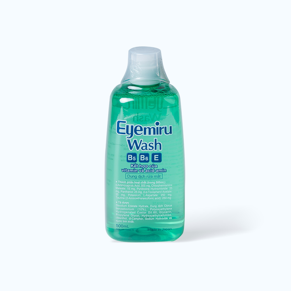 Dung dịch Eyemiru Wash rửa mắt, phòng các bệnh về mắt (Chai 500ml)