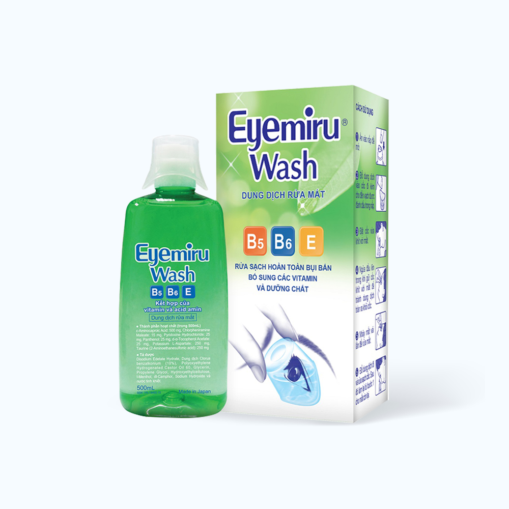 Dung dịch Eyemiru Wash rửa mắt, phòng các bệnh về mắt (Chai 500ml)