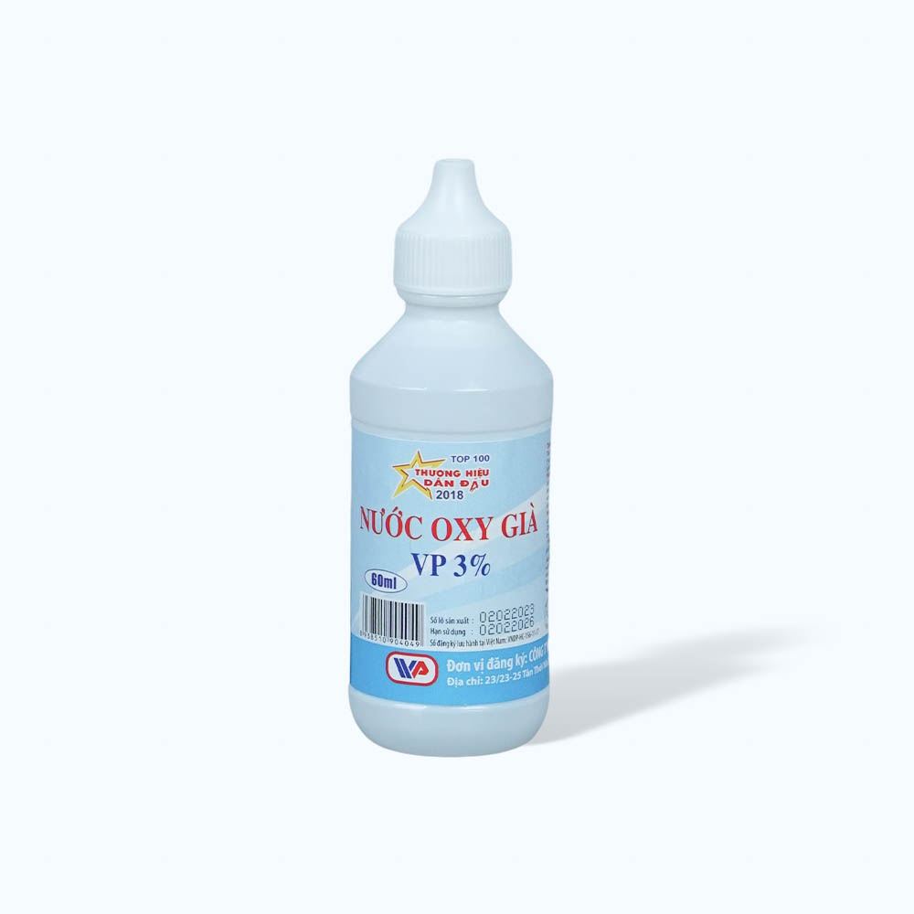 Nước Oxy già VP 3% VĨNH PHÚC giúp sát khuẩn vết thương (Lốc 10 Chai x 60ml)