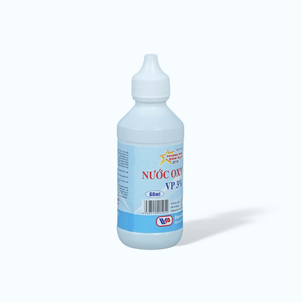 Nước Oxy già VP 3% VĨNH PHÚC giúp sát khuẩn vết thương (Lốc 10 Chai x 60ml)