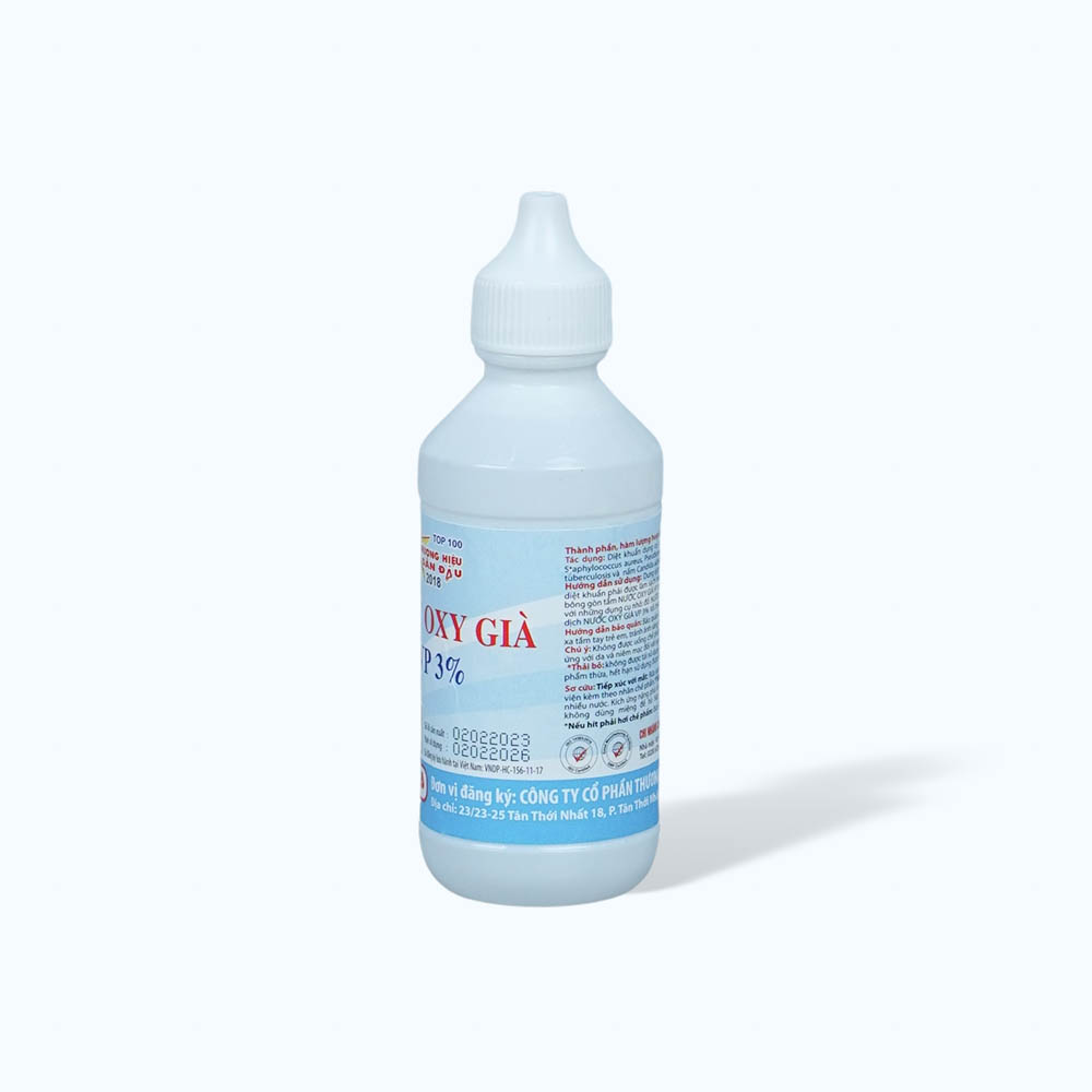 Nước Oxy già VP 3% VĨNH PHÚC giúp sát khuẩn vết thương (Lốc 10 Chai x 60ml)