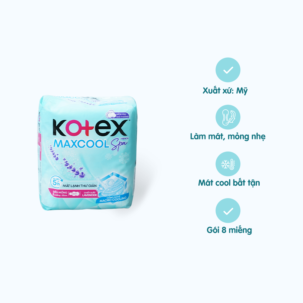 Băng vệ sinh siêu mỏng cánh Kotex Thảo Dược Cool (Gói 8 miếng)