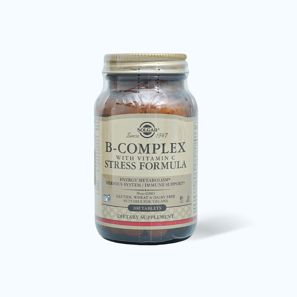 Viên uống Solgar B-Complex with Vitamin C bổ sung vitamin B, C (Chai 100 viên)