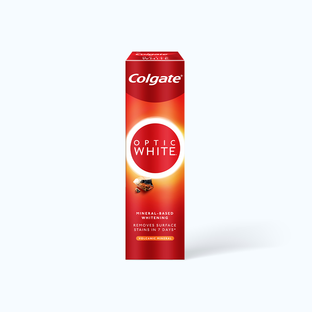 Kem đánh răng COLGATE Optic White Volcanic Mineral làm sáng răng, loại bỏ các vết ố màu (Tuýp 100g)