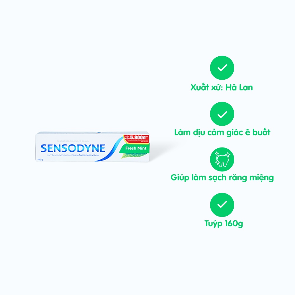 Kem Đánh Răng SENSODYNE Fresh Mint Hương Bạc Hà (tuýp 160g)