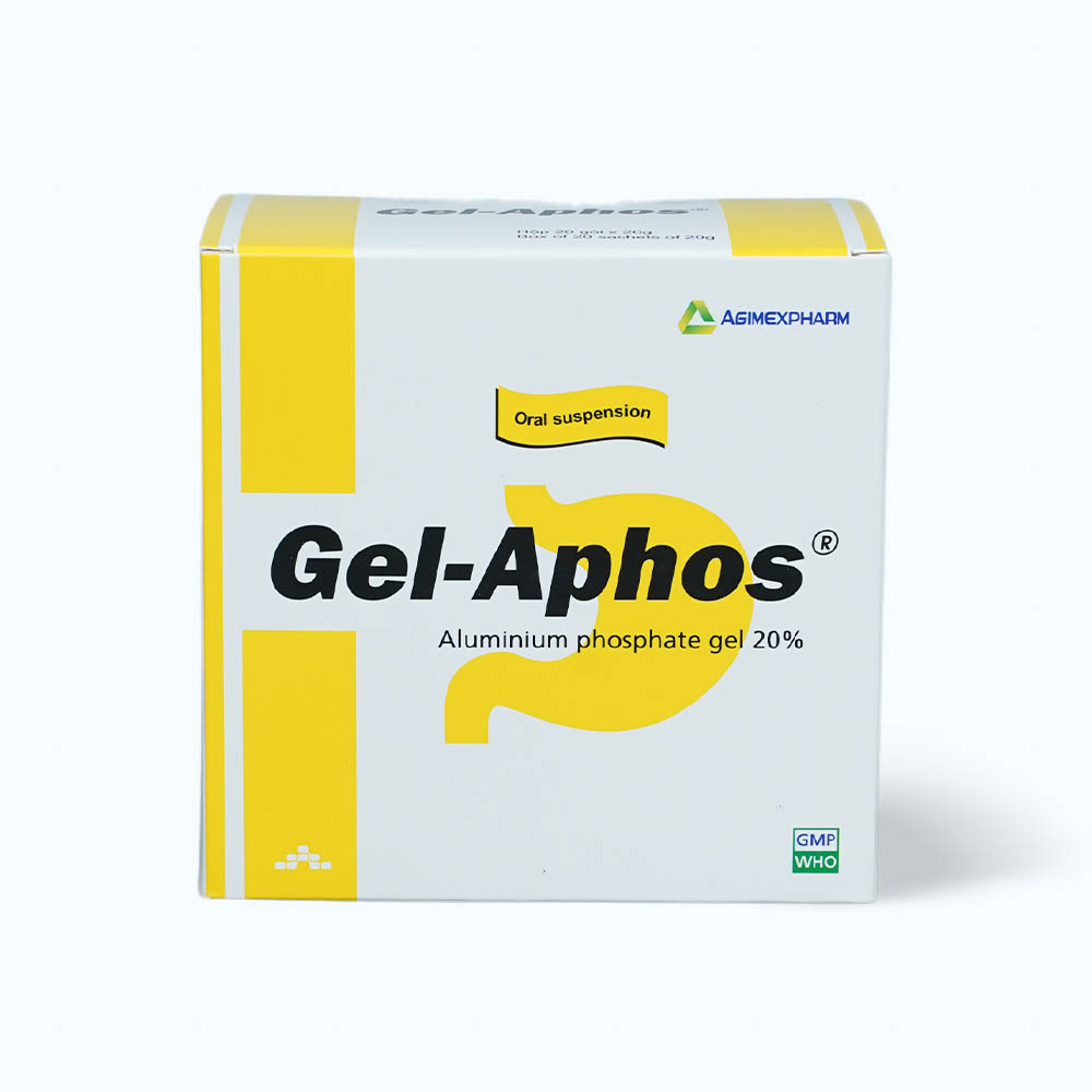 Hỗn dịch uống Gel-Aphos 20% điều trị viêm loét dạ dày tá tràng, viêm thực quản (20 gói x 20g)